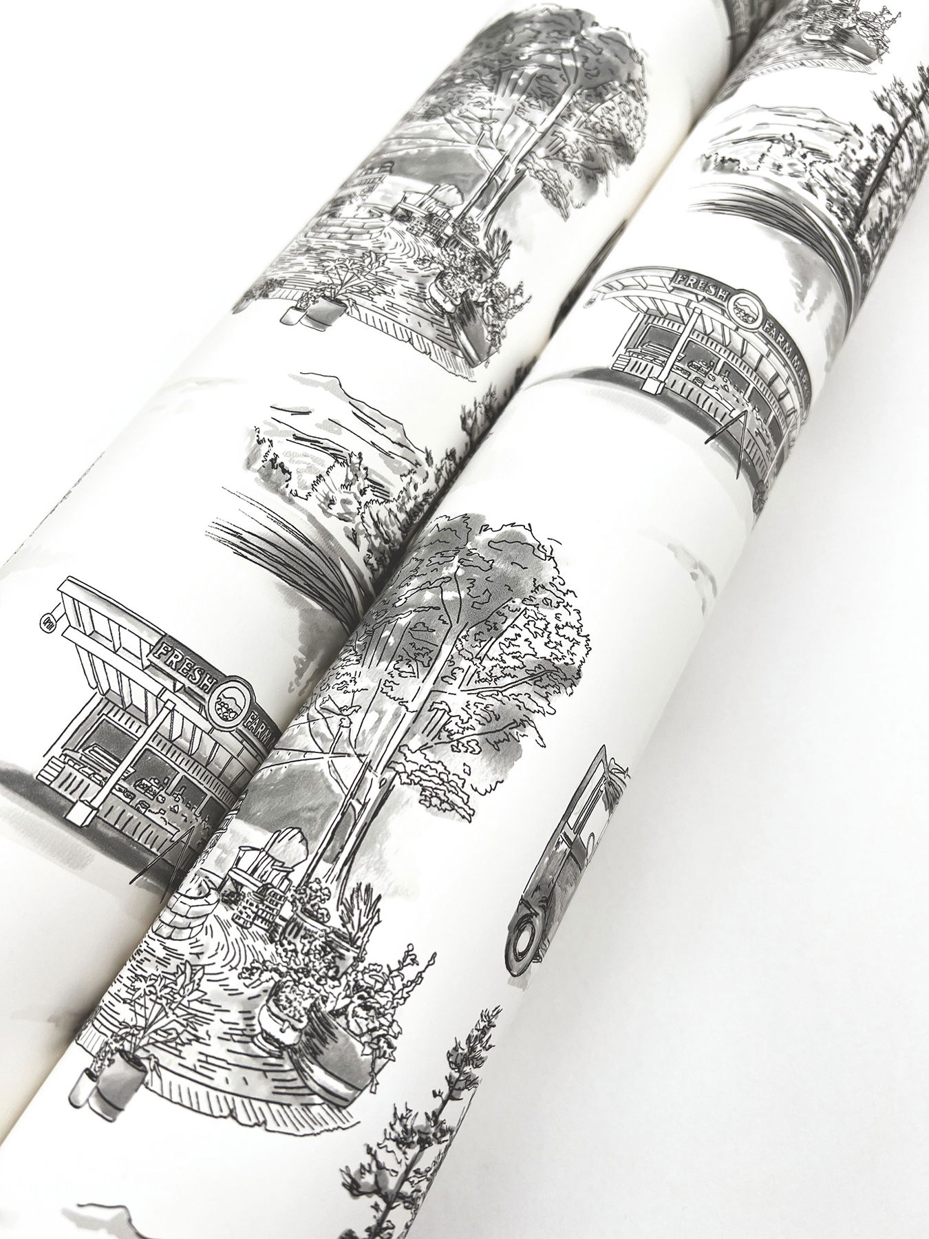 Modern Vista Toile Black Wallpaper large image 