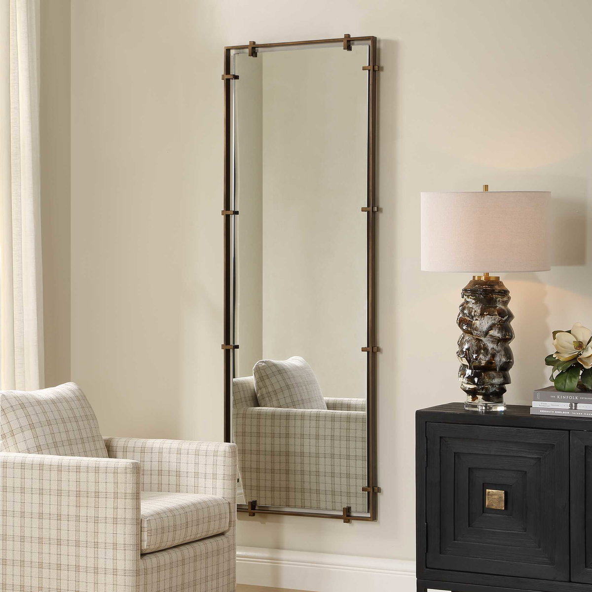 Hann Full Length Bronze Mirror, Floor Mirror by Uttermost, 27.12" width x 74.75" height x 1.62" depth View 3