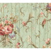 Parrots with Floral Bouquets Blue Wallpaper, by York Wall, 27' length x 2'3" width x 0.02" depth thumbnail 1