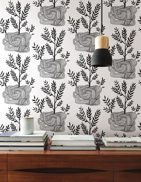 Seedlings Black Peel & Stick Wallpaper