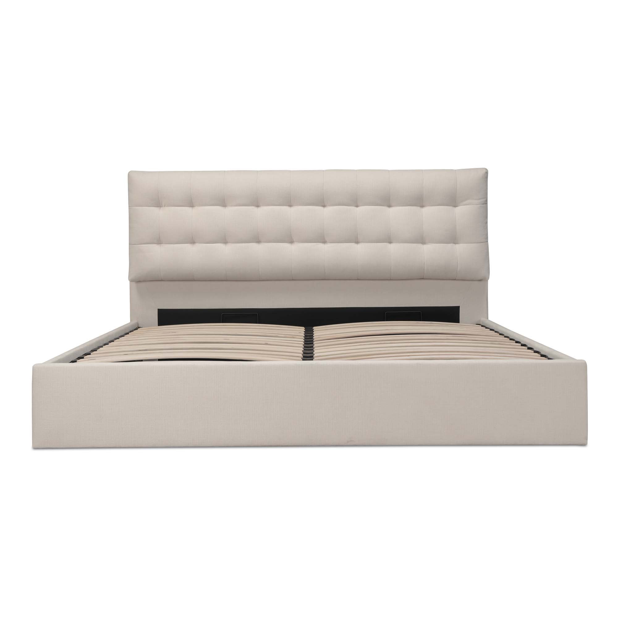 Sebastion King Storage Bed Cream, by Moe's Home, 6'8.31" width x 3'8.88" height x 7'1.43" depth View 4