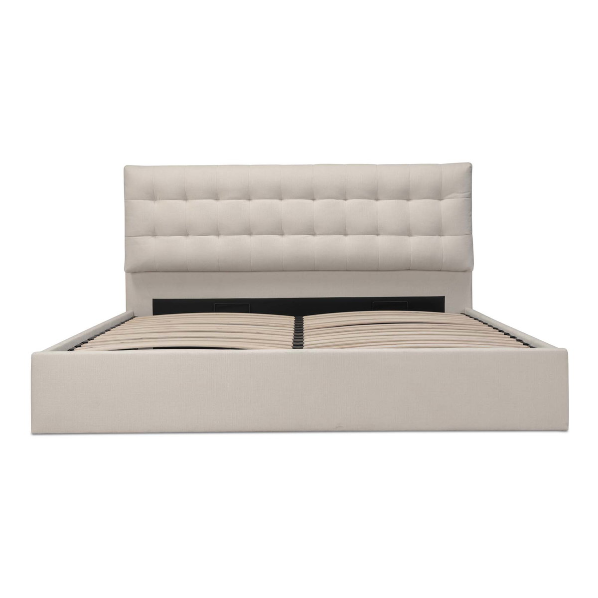 Sebastion King Storage Bed Cream, by Moe's Home, 6'8.31" width x 3'8.88" height x 7'1.43" depth View 4