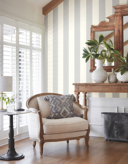 Thread Stripe Navy Wallpaper