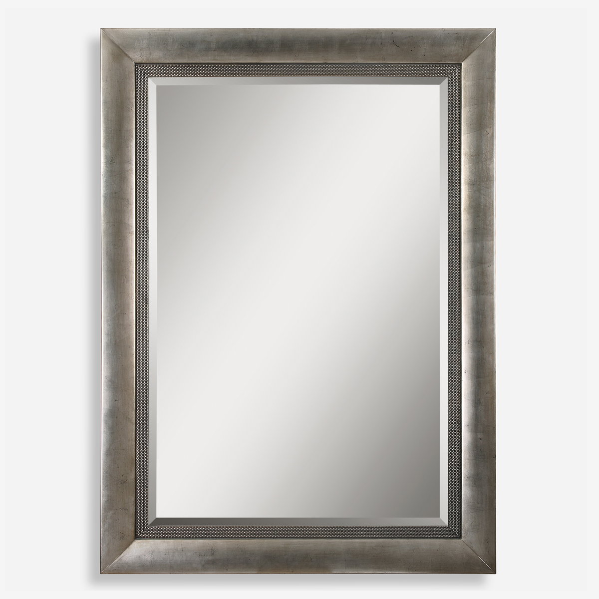 Gilford Antique Silver Mirror, by Uttermost, 62.12" width x 86.12" height x 2.37" depth View 1