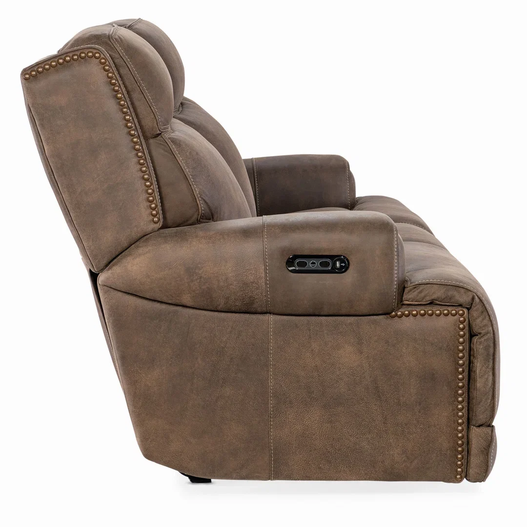 Wheeler 73'' Genuine Leather Pillow Top Arm Reclining Loveseat, Sofas & Sectional by Hooker Furniture, 73" width x 42" height x 42" depth View 2