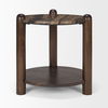Jovia Brown Mango Wood with Cappuccino Marble Round Side Table thumbnail 4