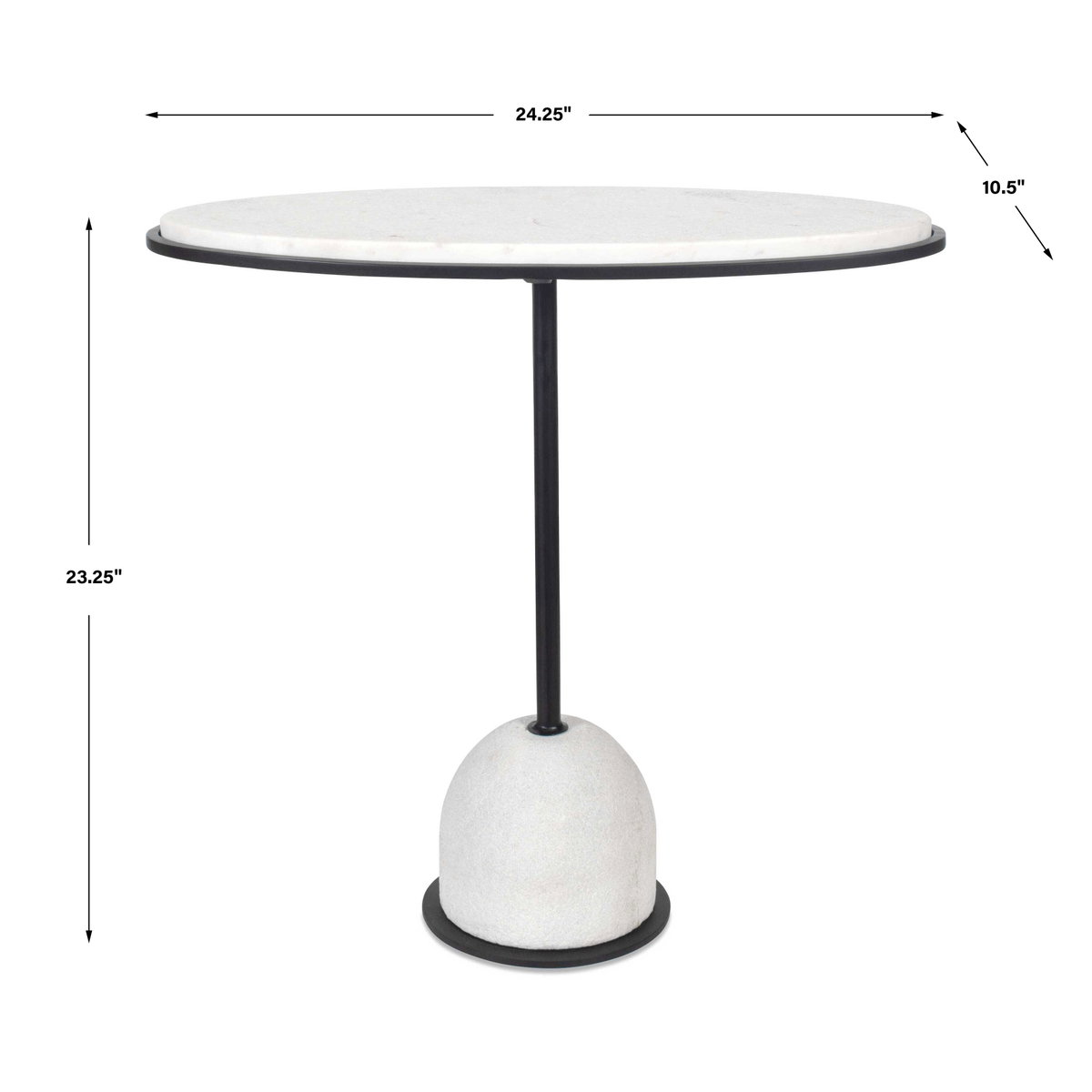 Morro White Marble Side Table, Side & End Table by Uttermost, 24.25" width x 23.25" height x 10.5" depth View 3
