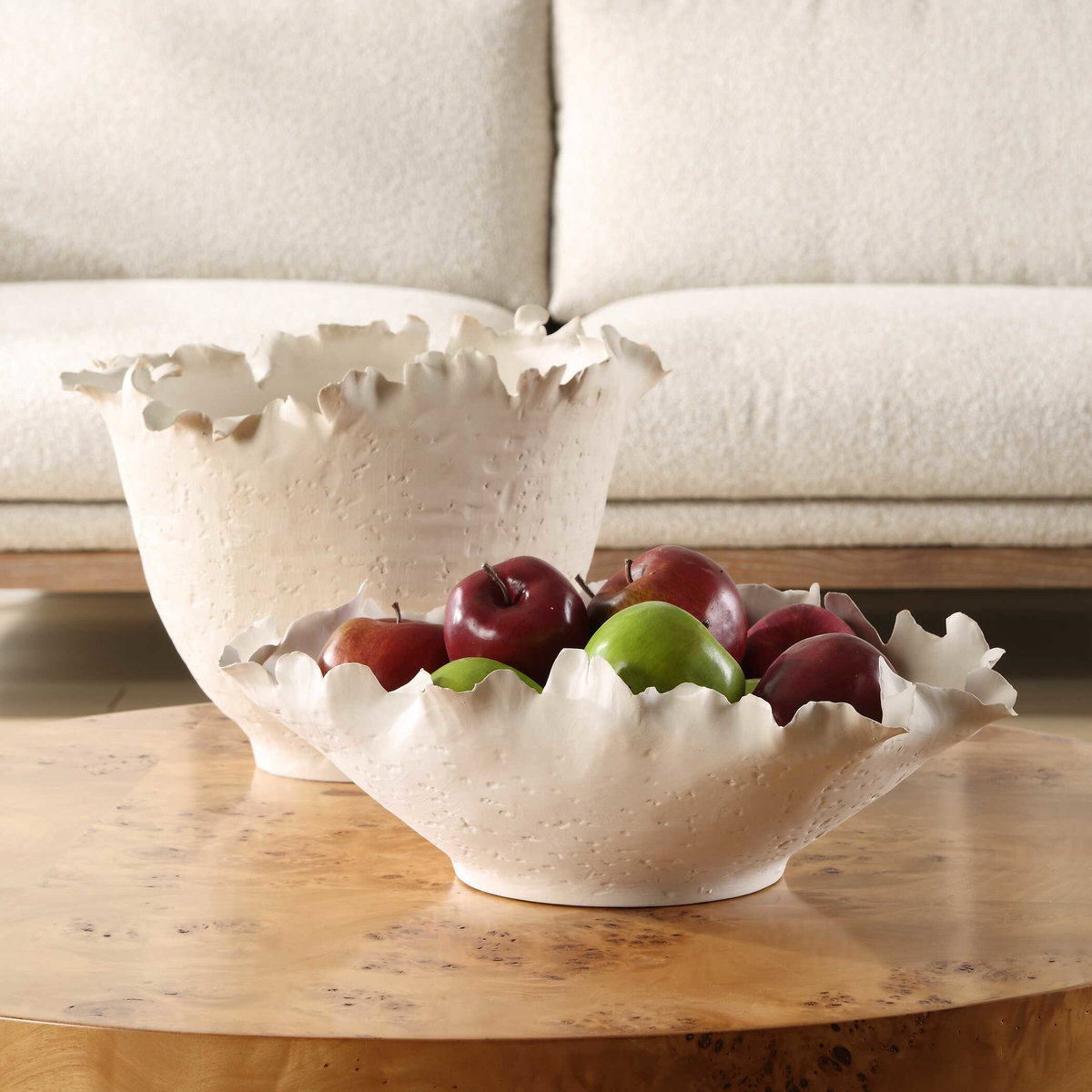 Blossom Short Off-white Bowl, Decorative by Uttermost, 16.75" width x 4.5" height x 12" depth View 3