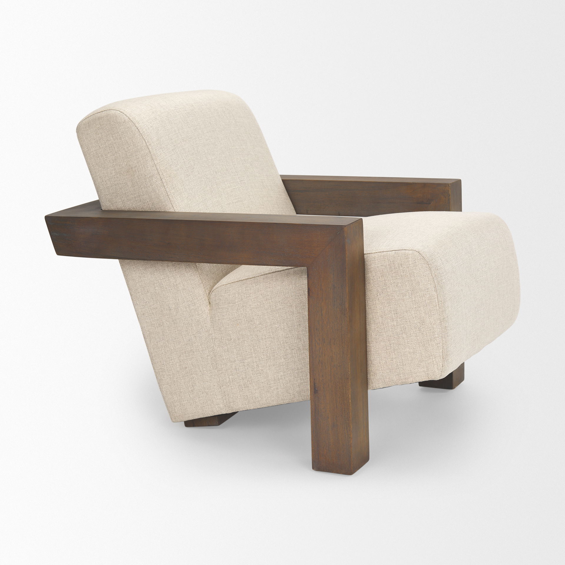 Sovereign Oatmeal Fabric Upholstered with Solid Wood Frame Accent Chair large image 