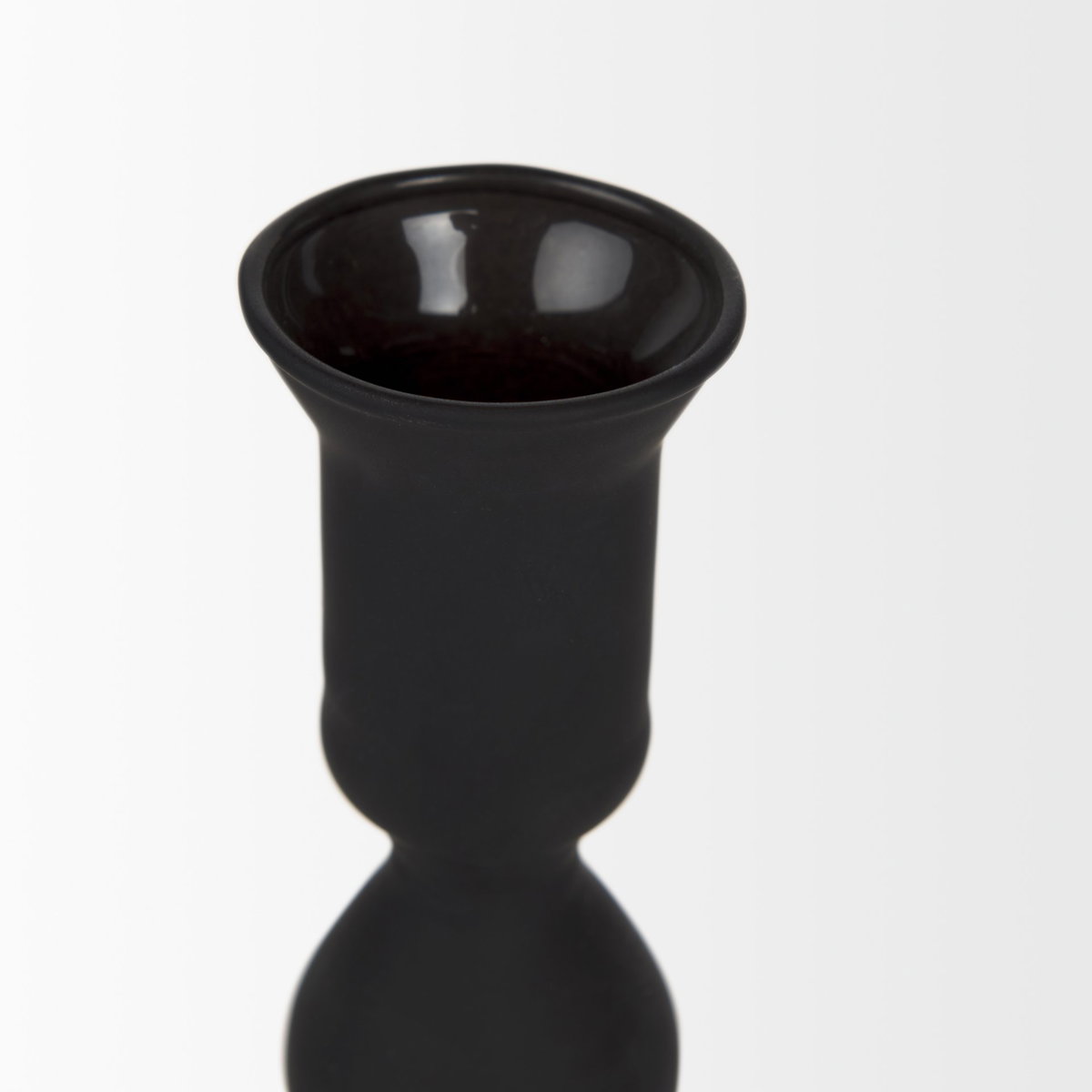 Haute Medium Matte Black Blown Glass Candlestick, Candles & Candle Holder by Mercana, 4.06" length x 4.06" width x 10.24" height View 4
