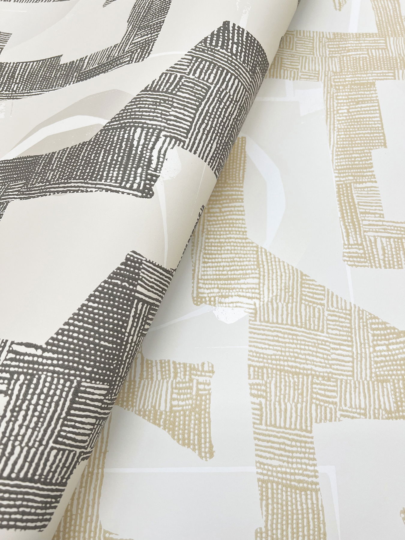 Modern Tribal Linen & Charcoal Wallpaper large image 