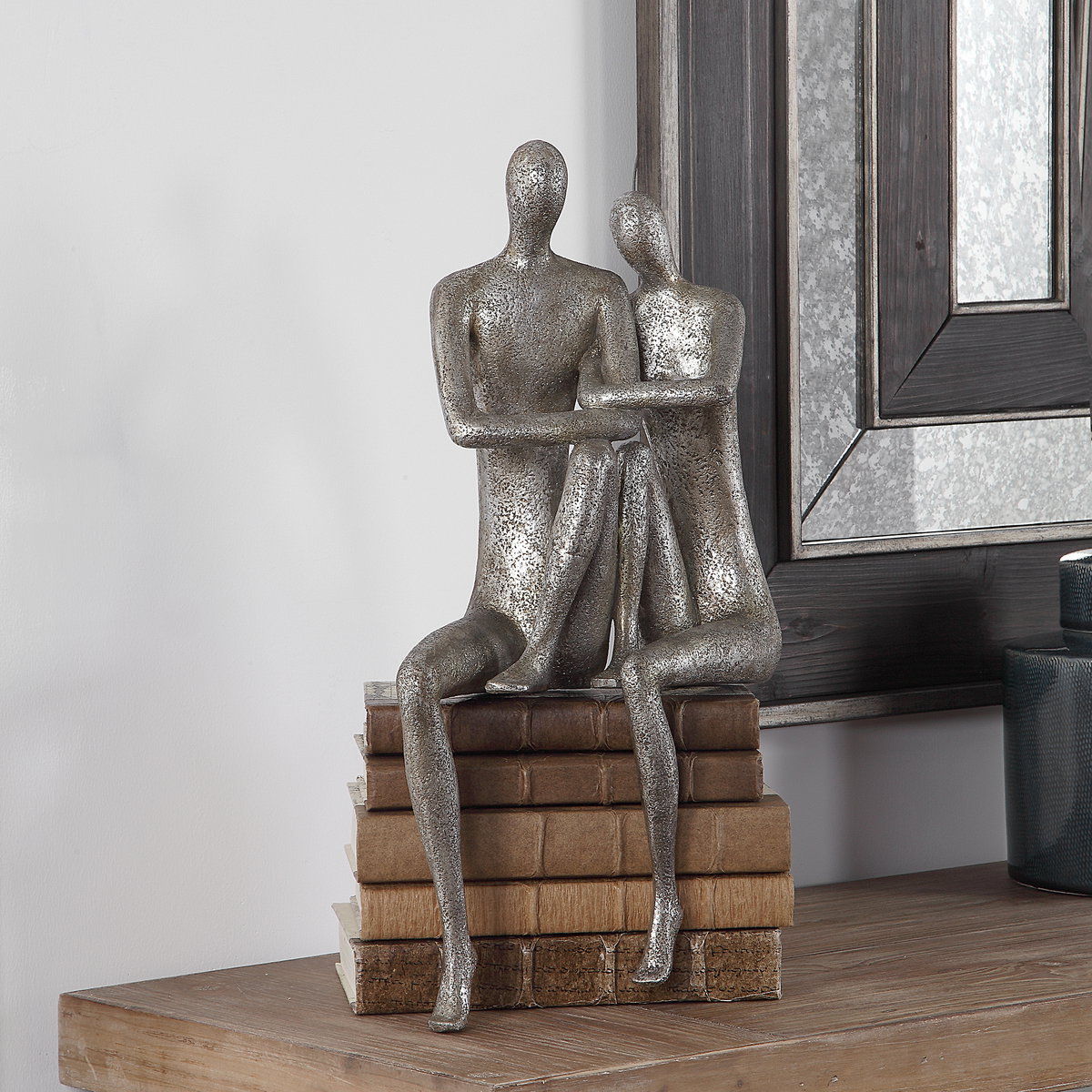 Courtship Antique Nickel Figurine, Figurines & Statue by Uttermost, 9.87" width x 18.87" height x 7.12" depth View 5
