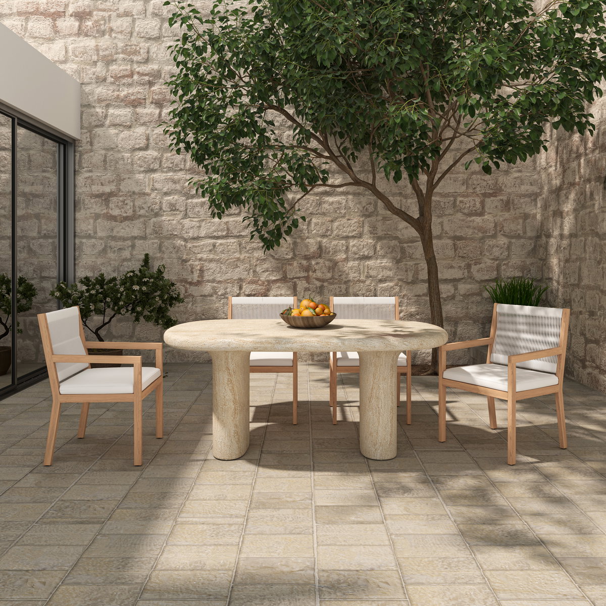Warby Outdoor Dining Table Beige, Outdoor Table by Moe's Home, 6'6" width x 2'6" height x 3'6" depth View 11