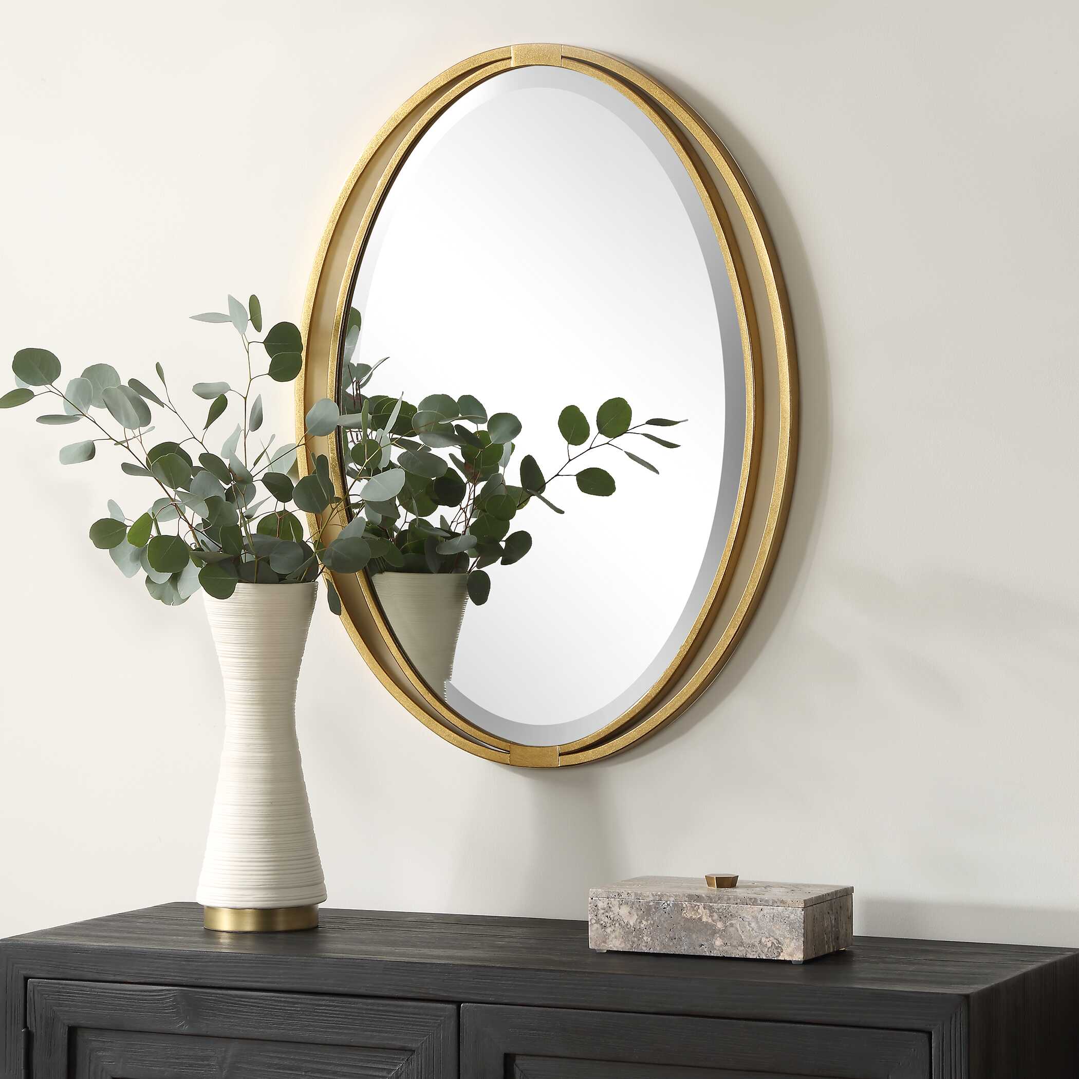 Rhodes Gold Oval Mirror, by Uttermost, 24.25" width x 31.88" height x 1" depth View 5