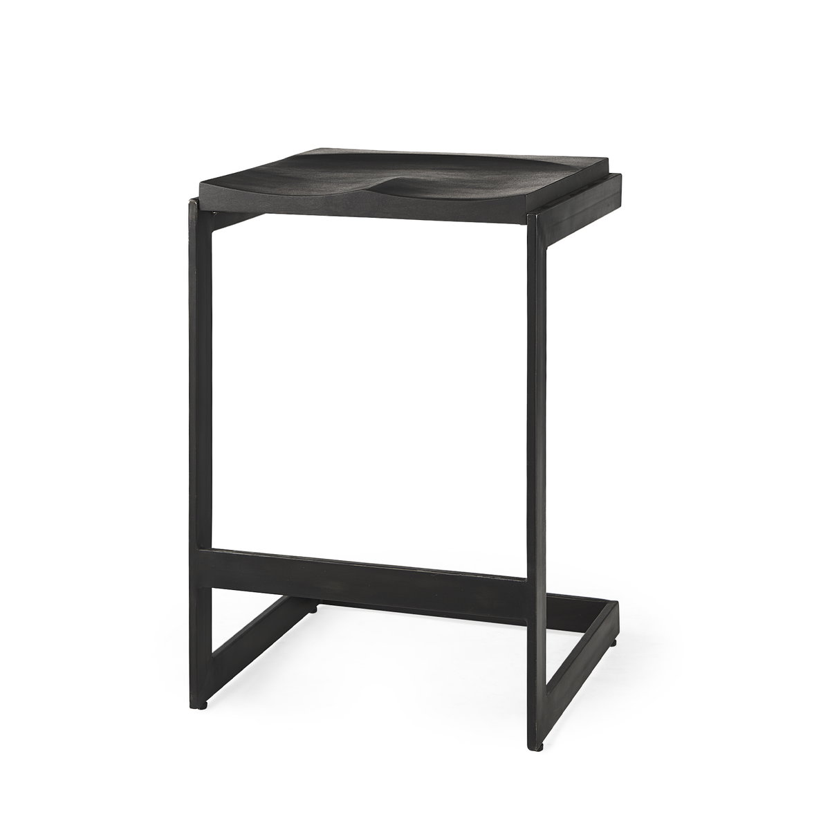 Kiran 17L x 17W x 26H Black Wood with Black Metal Base C-Shape Counter Stool, Counter & Bar Stool by Mercana, 17" length x 17" width x 26" height View 1