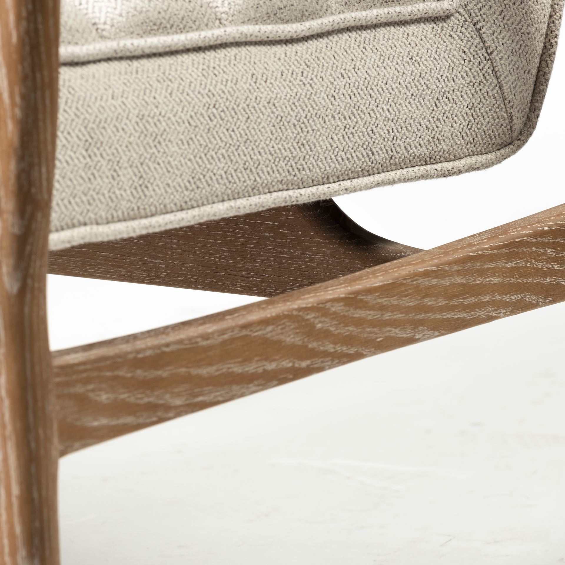 Ajax II Cream Fabric with Brown Wooden Frame Accent Chair, by Mercana, 27" length x 28" width x 30.5" height View 13