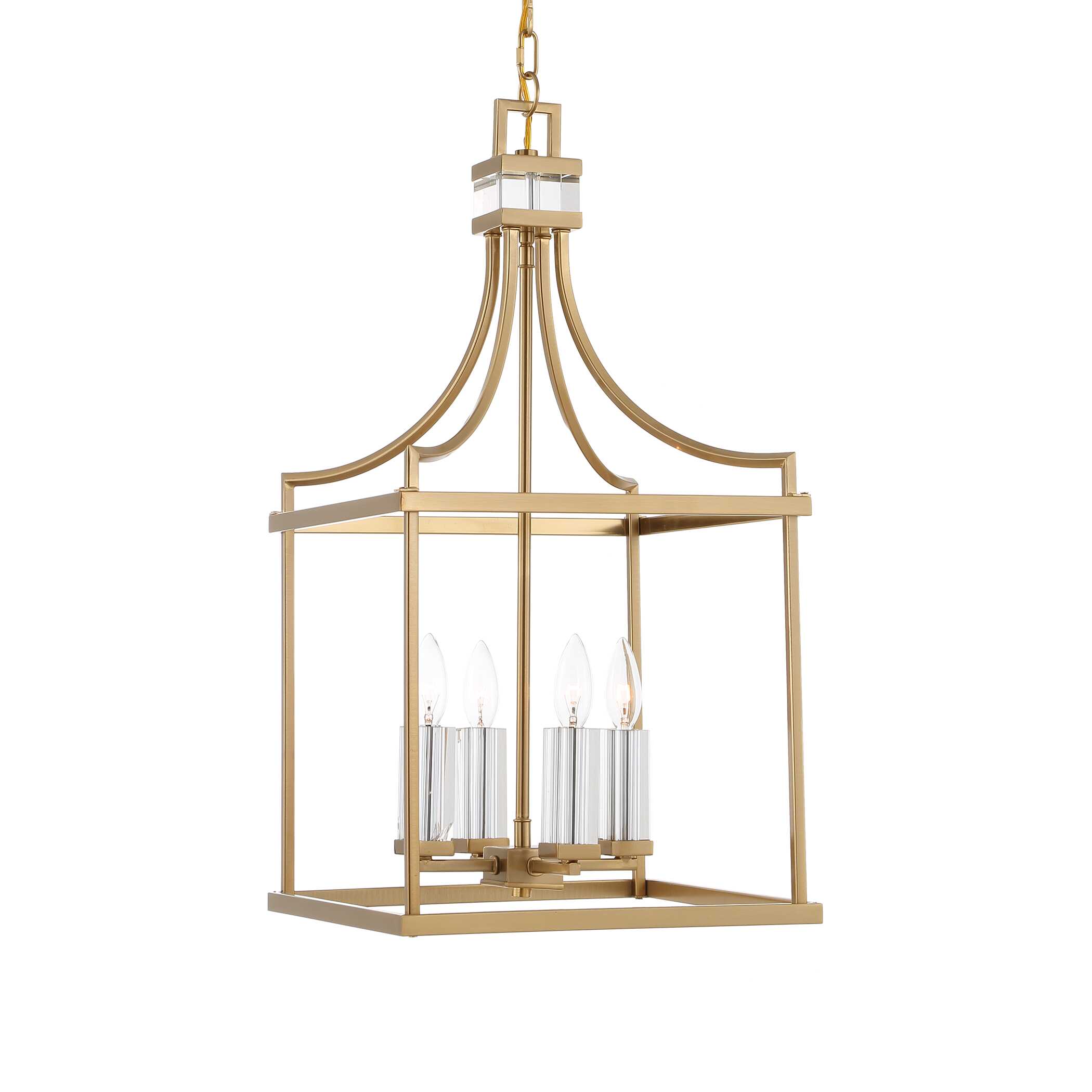 Montreal 4 Light Brass Lantern Pendant, Ceiling Light by Uttermost, 13.87" width x 27.75" height x 13.87" depth View 4