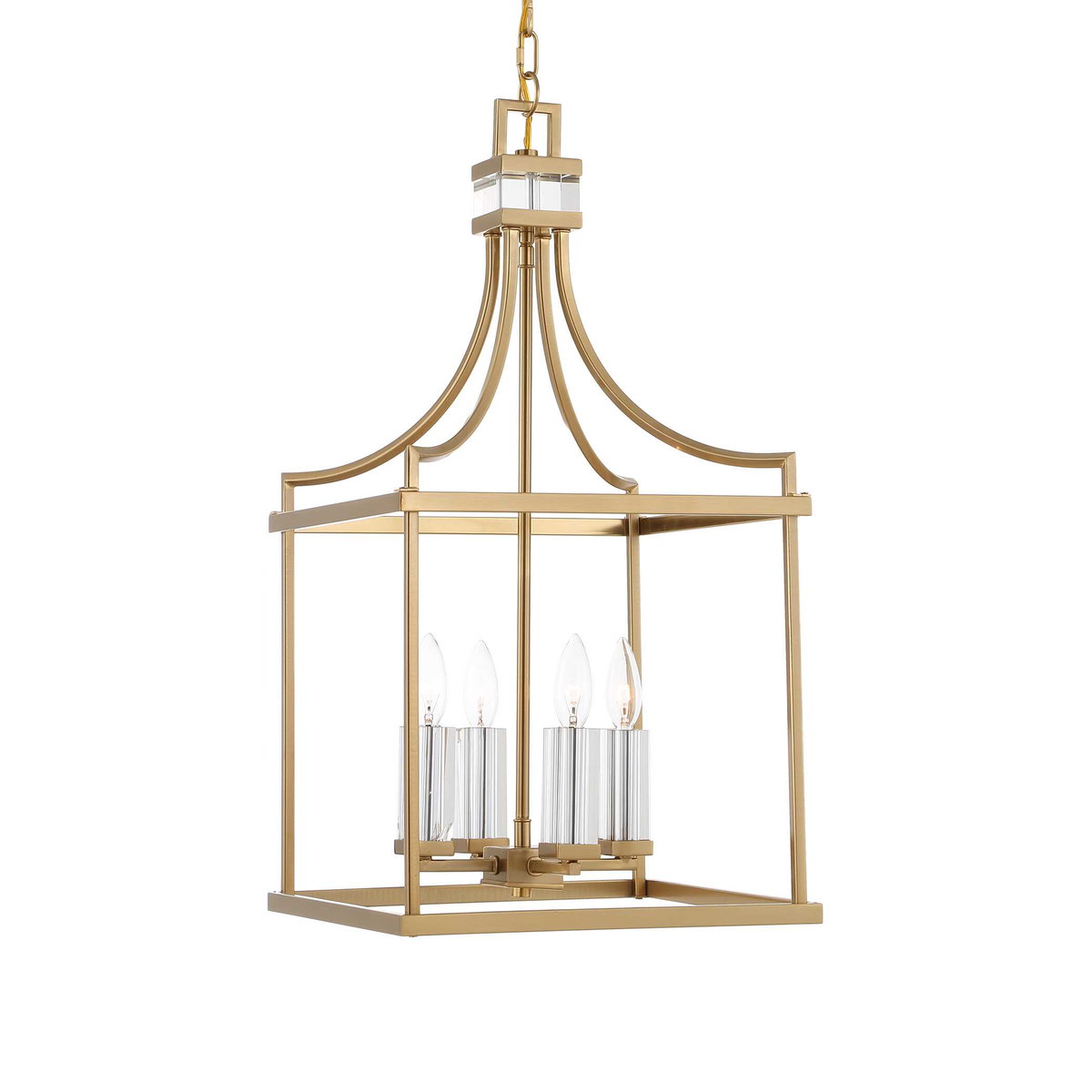 Montreal 4 Light Brass Lantern Pendant, by Uttermost, 13.87" width x 27.75" height x 13.87" depth View 4