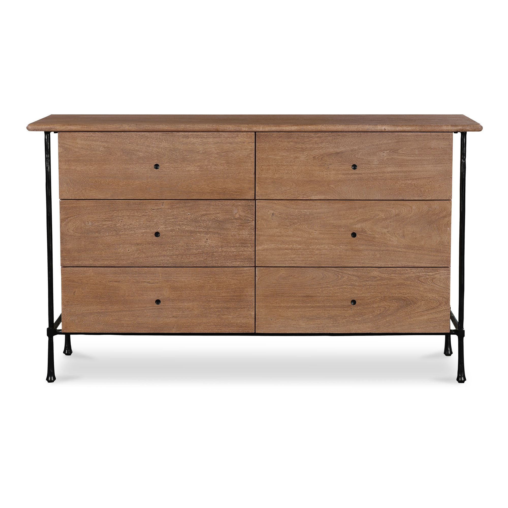 Rene 6 Drawer Dresser Brown, by Moe's Home, 60" width x 35" height x 20" depth View 1