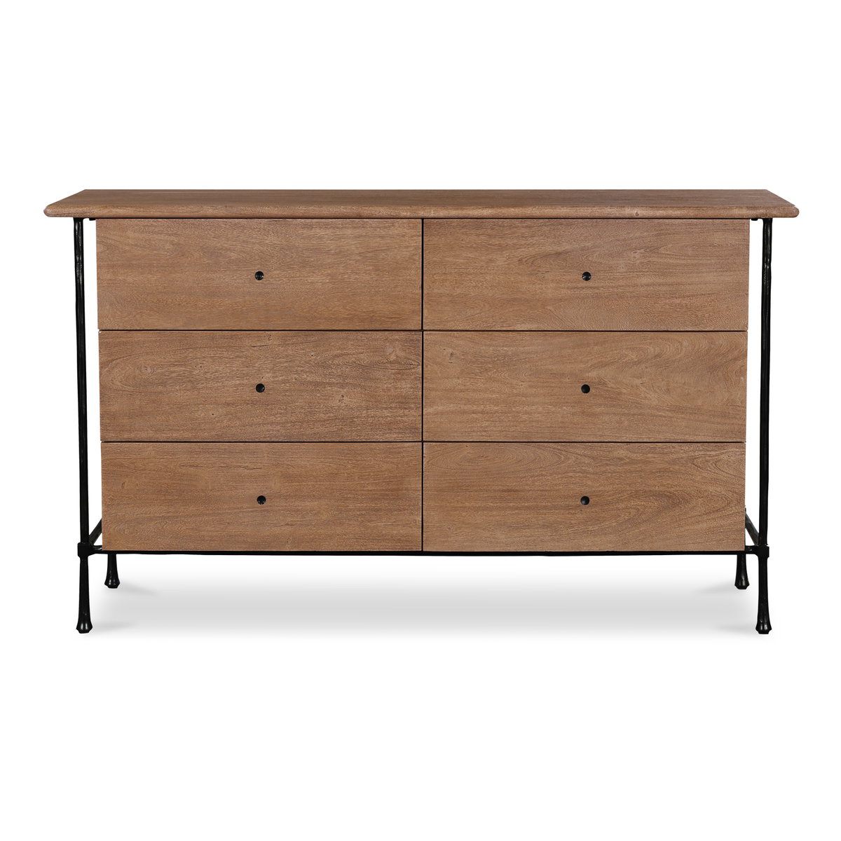Rene 6 Drawer Dresser Brown, by Moe's Home, 60" width x 35" height x 20" depth View 1