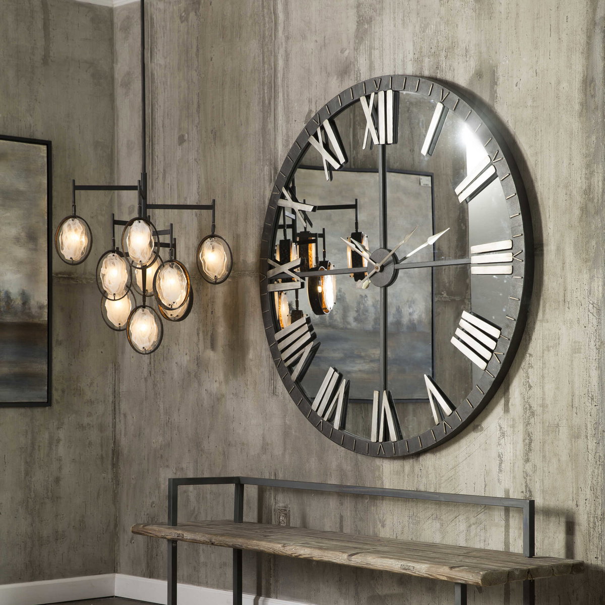Maxin Dark Bronze 9 Light Chandelier, by Uttermost, 29.75" width x 30" height x 29.75" diameter x 29.75" depth View 7
