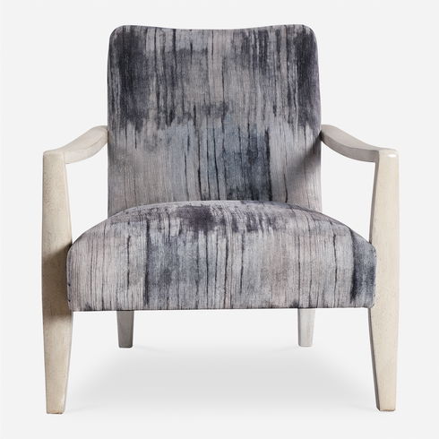 Watercolor Gray Chenille Accent Chair