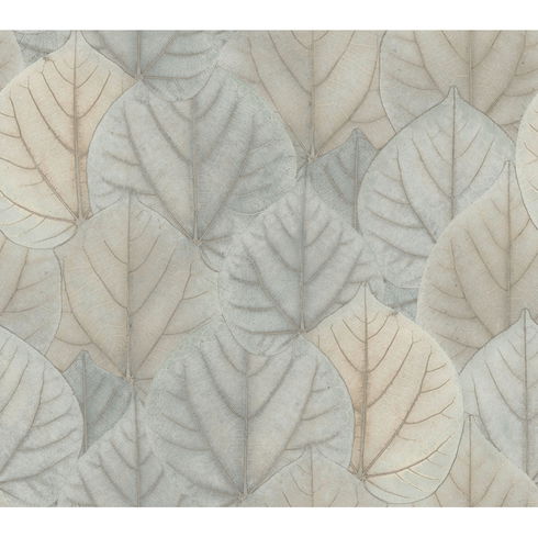 Leaf Concerto Blue & Taupe Wallpaper