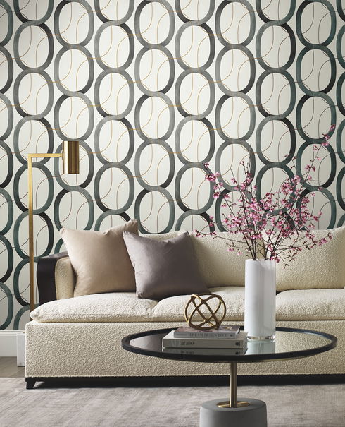 Interlock Black & Gold Peel & Stick Wallpaper
