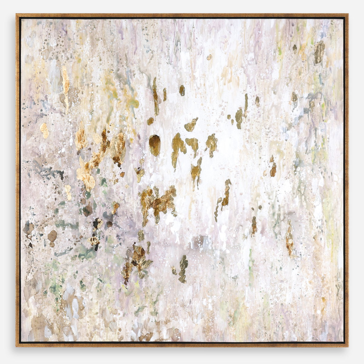 Golden Raindrops Modern Abstract Art, Painting by Uttermost, 62" width x 62" height x 1.5" depth View 1