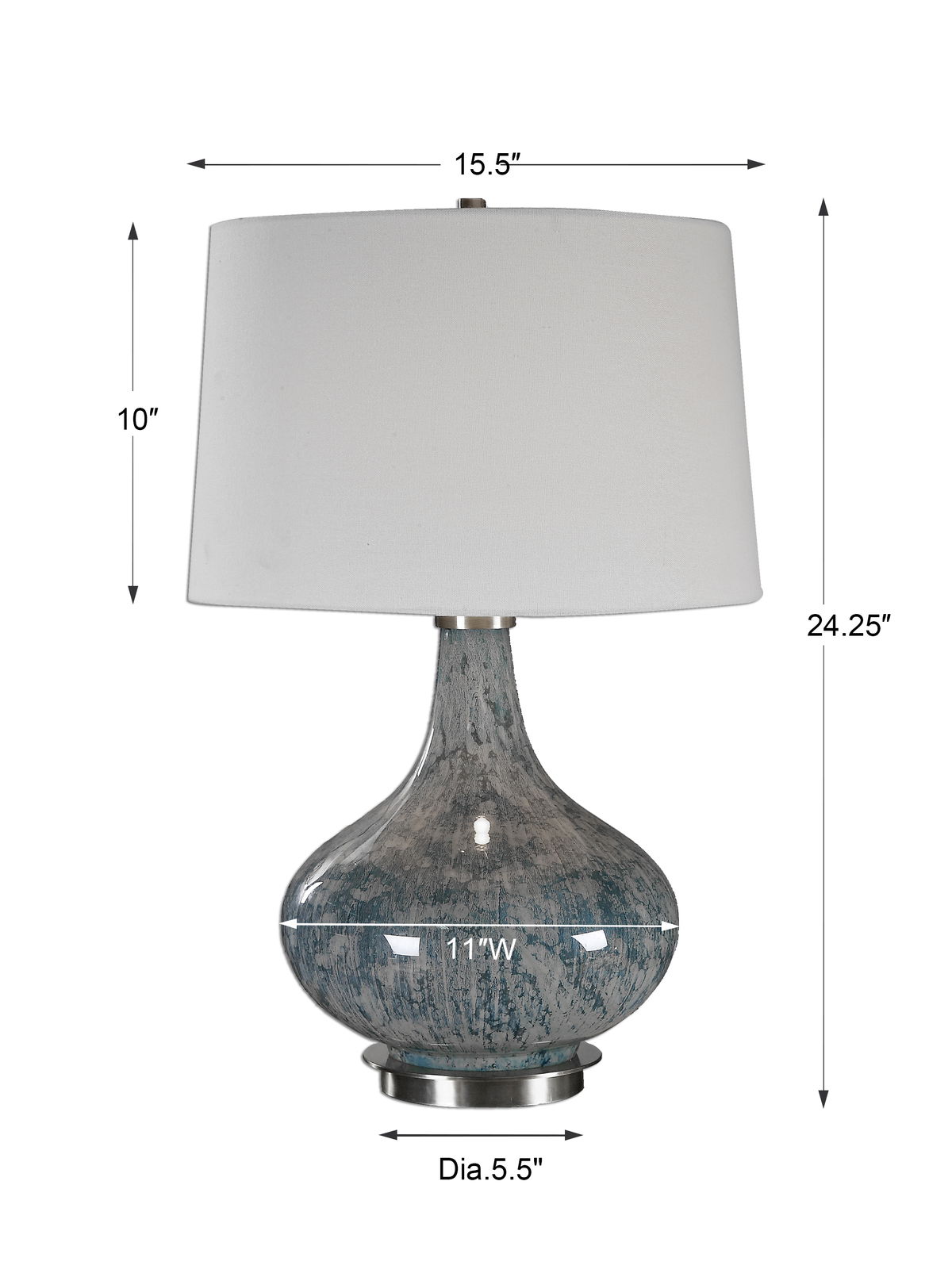 Celinda Blue Gray Glass Lamp, Table Lamp by Uttermost, 15.5" width x 24.75" height x 14" depth View 3