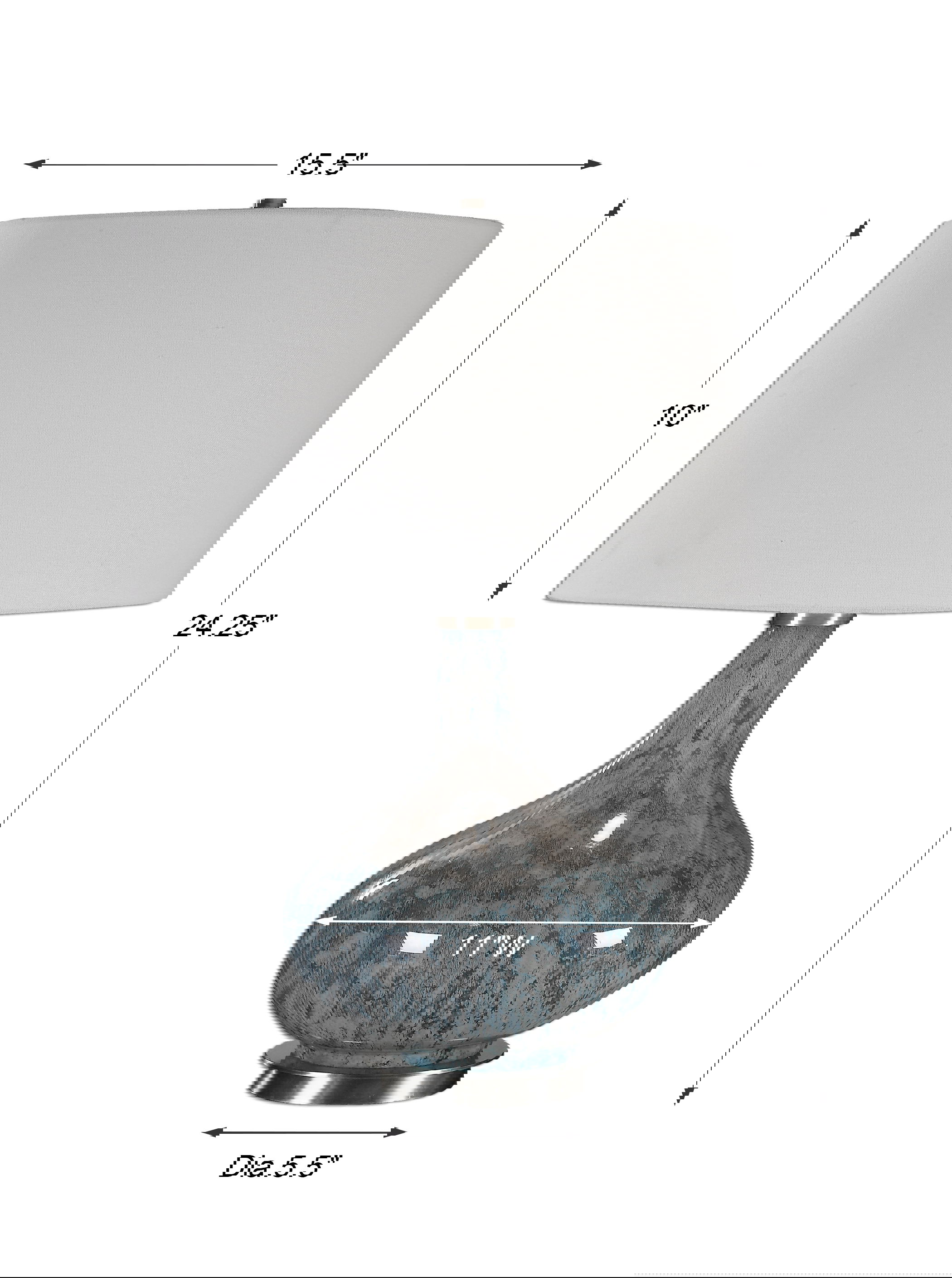 Celinda Blue Gray Glass Lamp, by Uttermost, 15.5" width x 24.75" height x 14" depth View 3