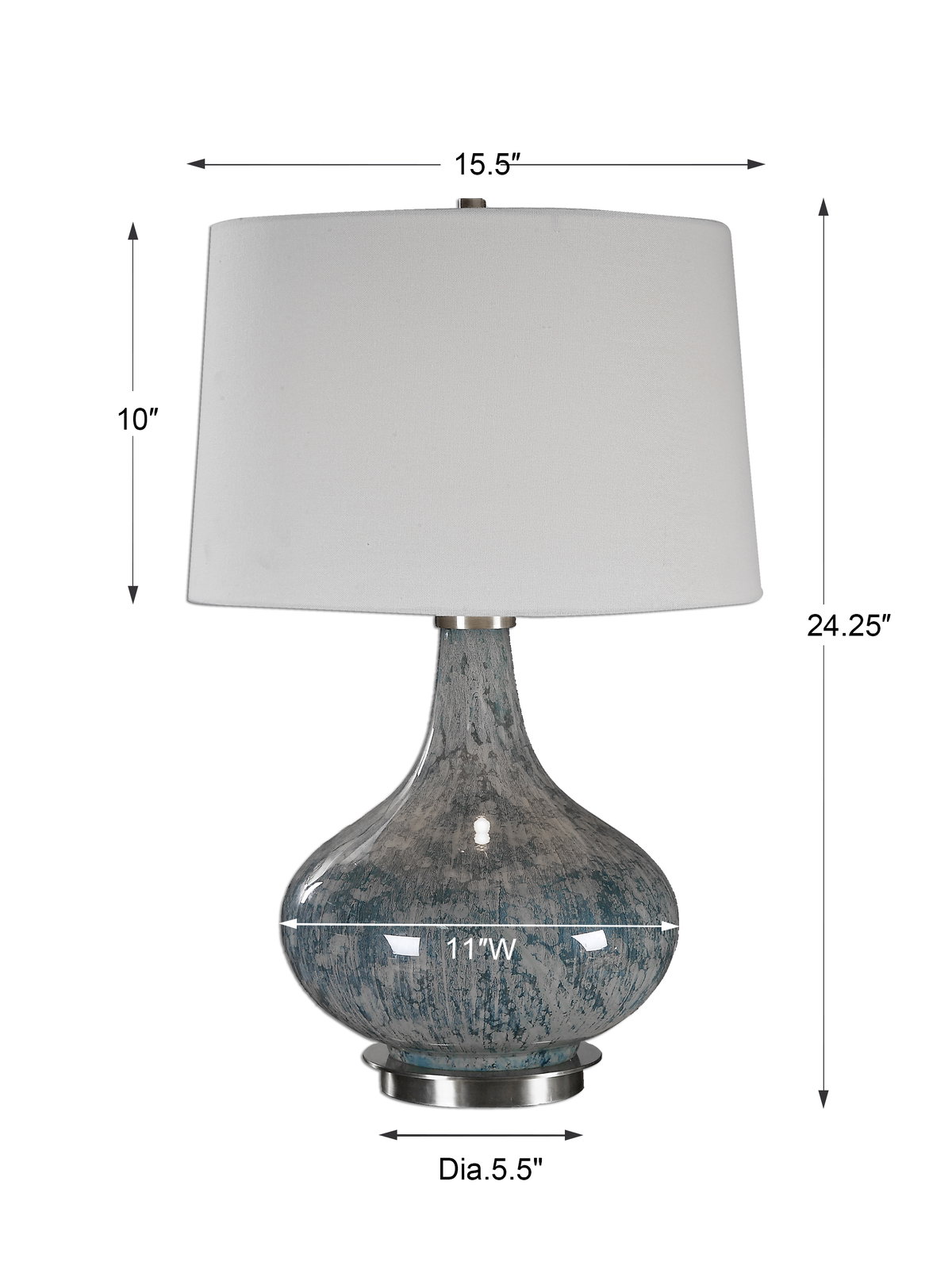 Celinda Blue Gray Glass Lamp, by Uttermost, 15.5" width x 24.75" height x 14" depth View 3