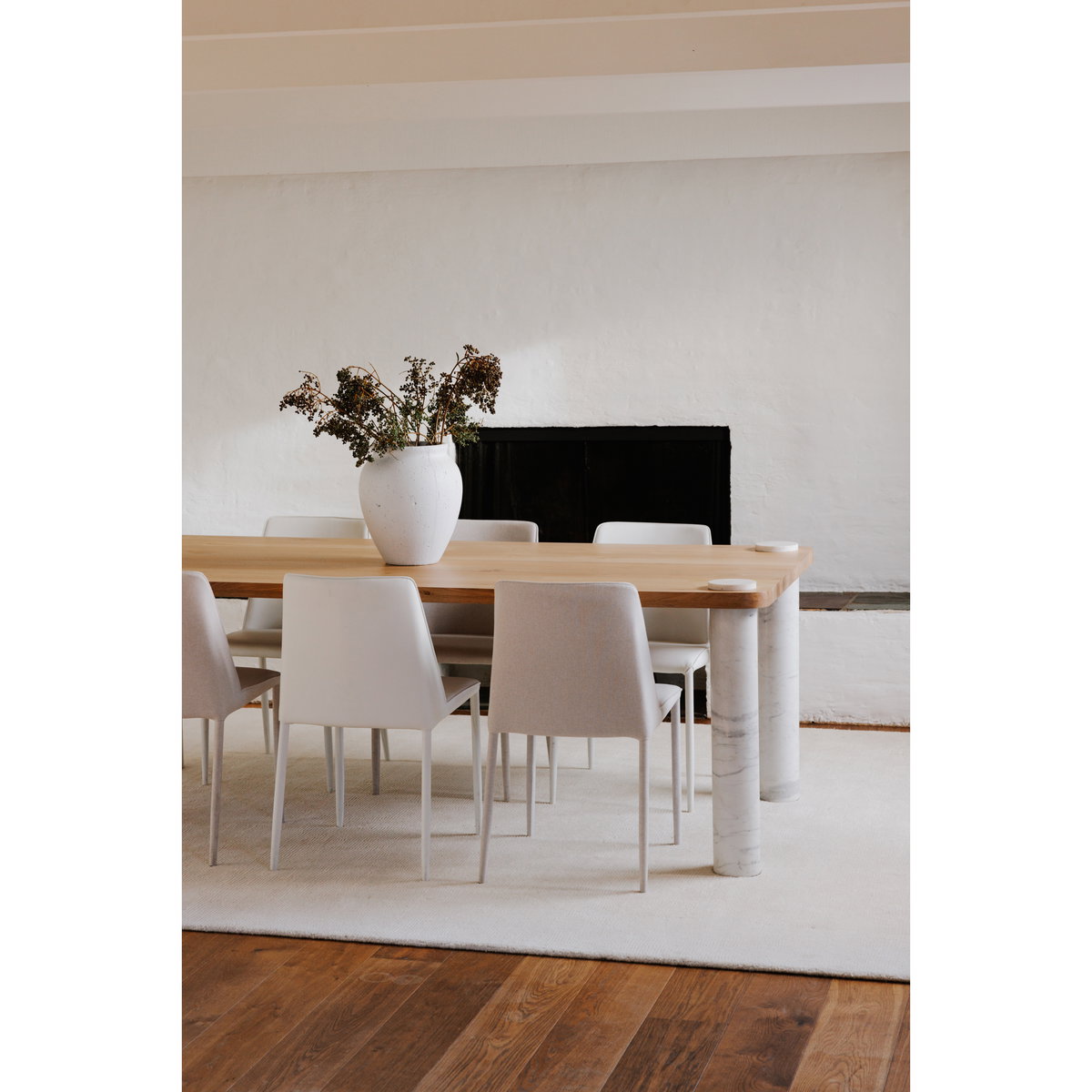 Nora Dining Chair White Vegan Leather - Set Of Two, by Moe's Home, 17.75" width x 32" height x 22" depth View 9