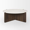 Bianca Dark Brown Wood with Marble Round Top Coffee Table, by Mercana, 48" length x 48" width x 16" height thumbnail 4
