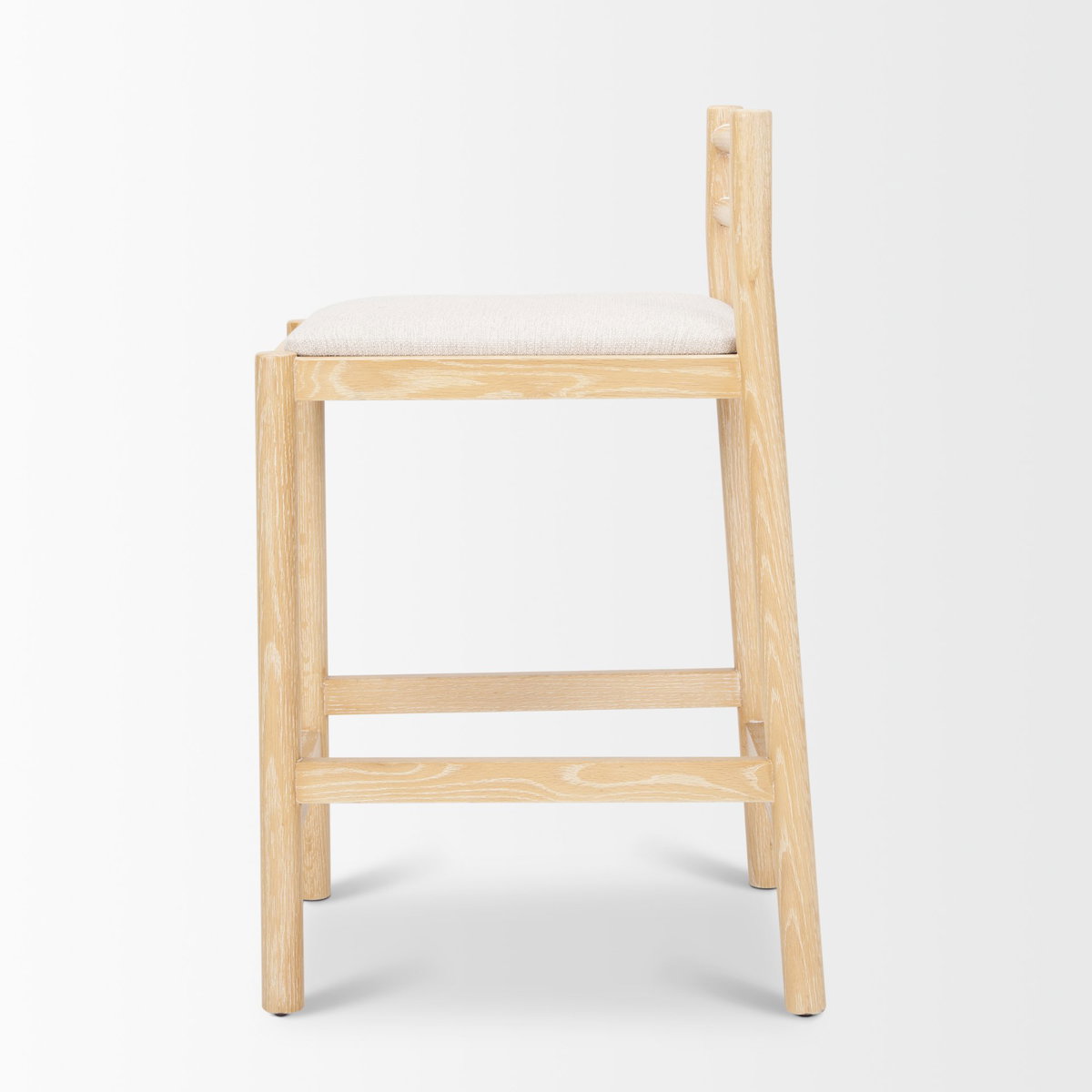 Sam Backless 25.87in Seat Counter Stool | Light Brown Wood with Fabric, Counter & Bar Stool by Mercana, 19" length x 18.25" width x 33.75" height View 5