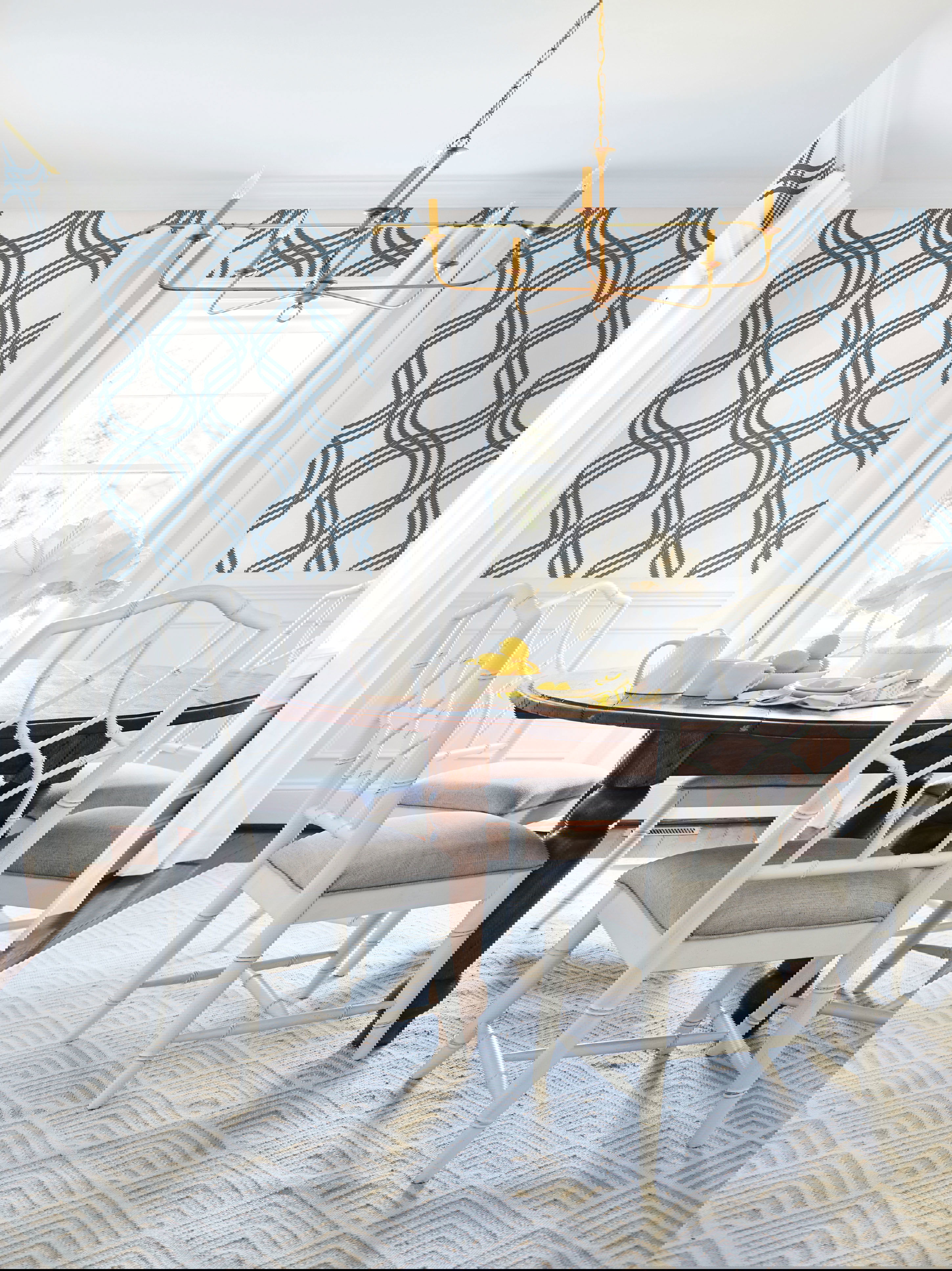 White & Navy Dante Ribbon Wallpaper large image 