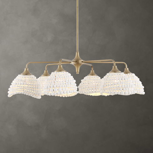 Biddeford 6 Light White Beaded Pendant