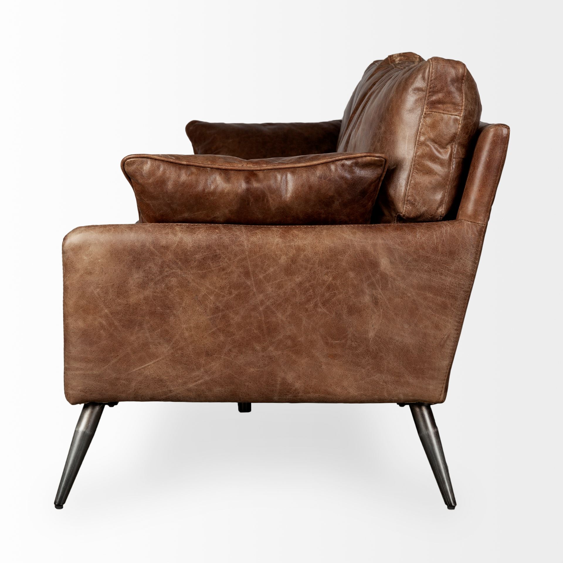 Cochrane II 82L x 33W x 32.25H Brown Leather Three Seater Sofa large image 