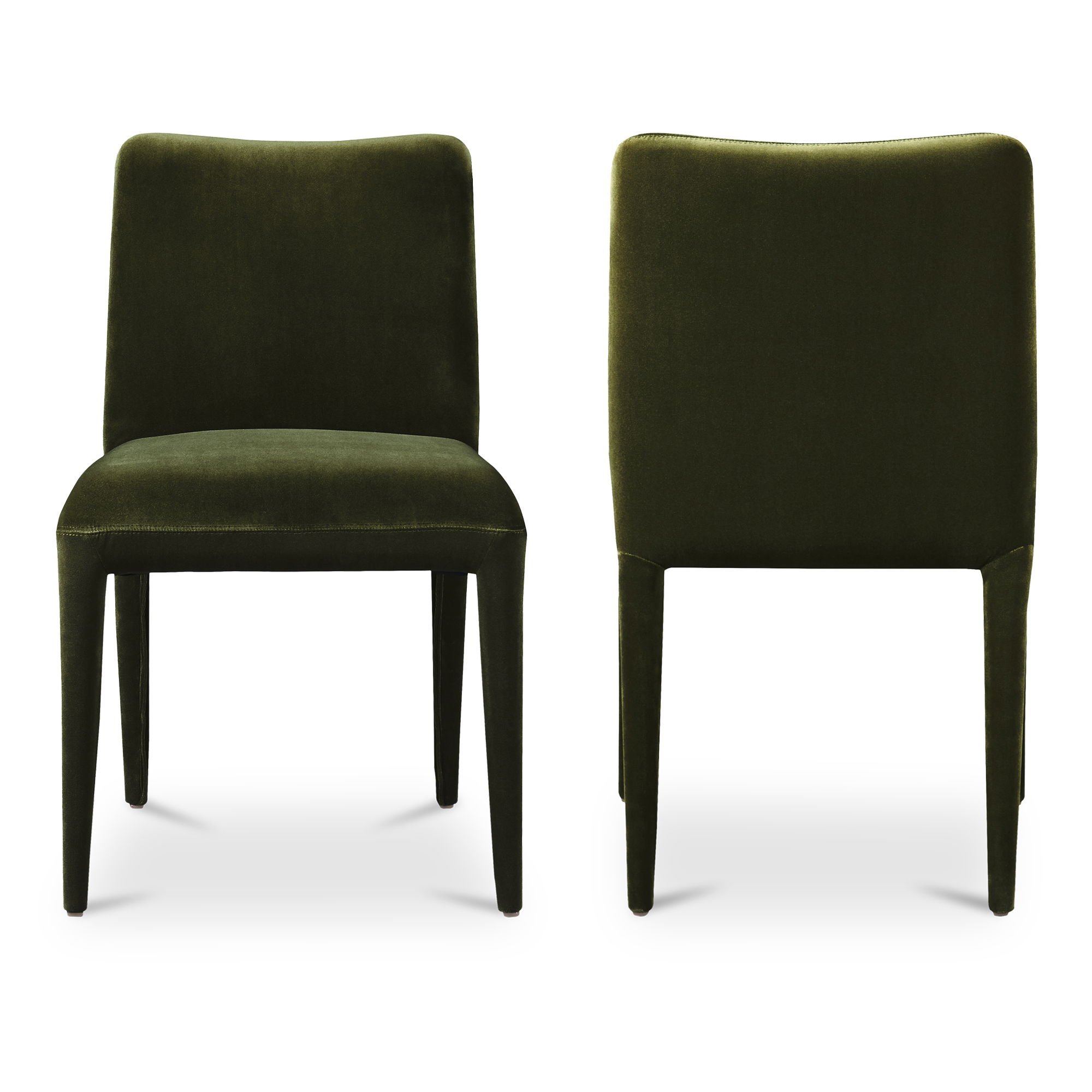 Calla Dining Chair Green Velvet - Set Of Two, by Moe's Home, 20.5" width x 33" height x 23.5" depth View 3