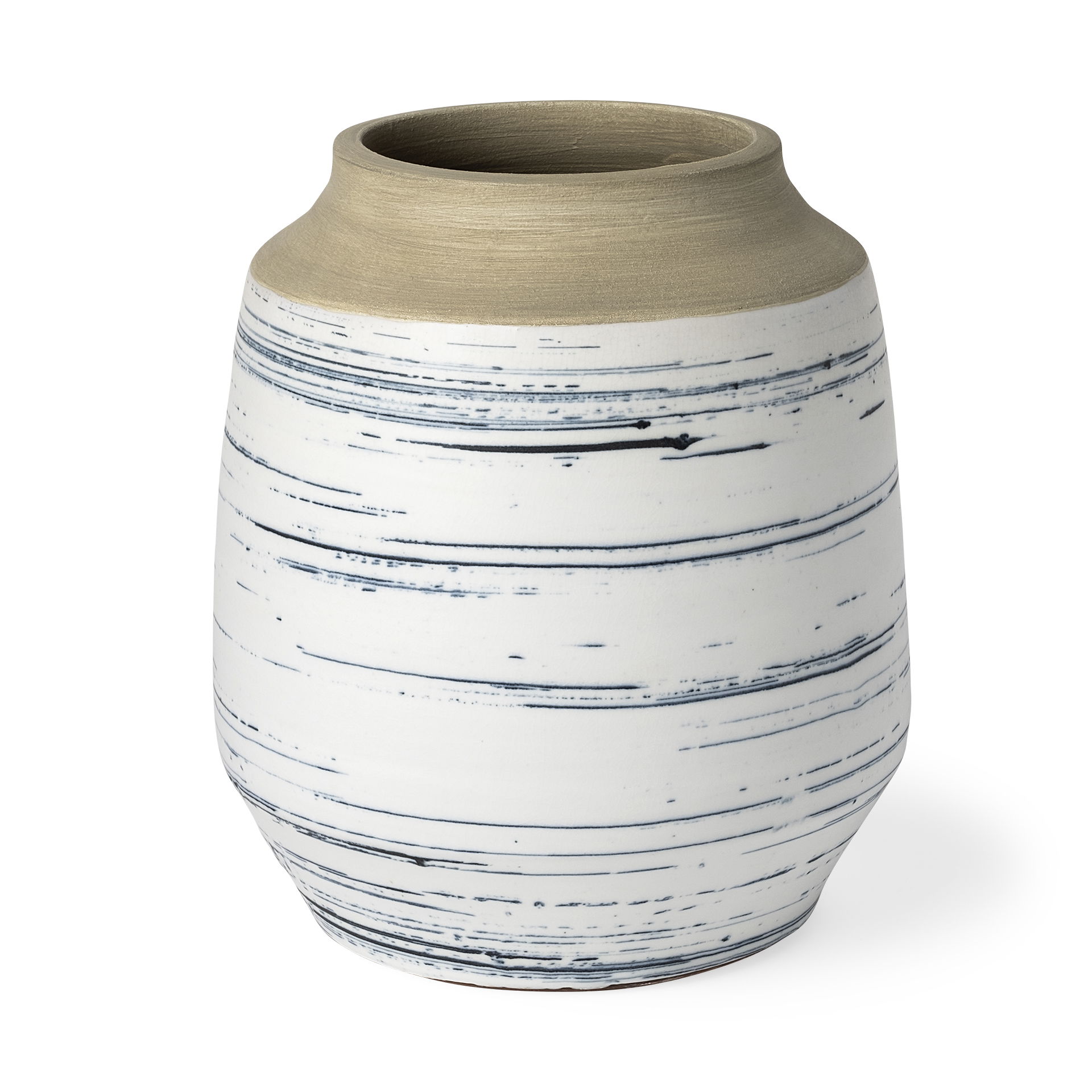 Sonnett Tall White/Blue Ceramic Vase, by Mercana, 9.06" length x 9.06" width x 10.24" height View 1