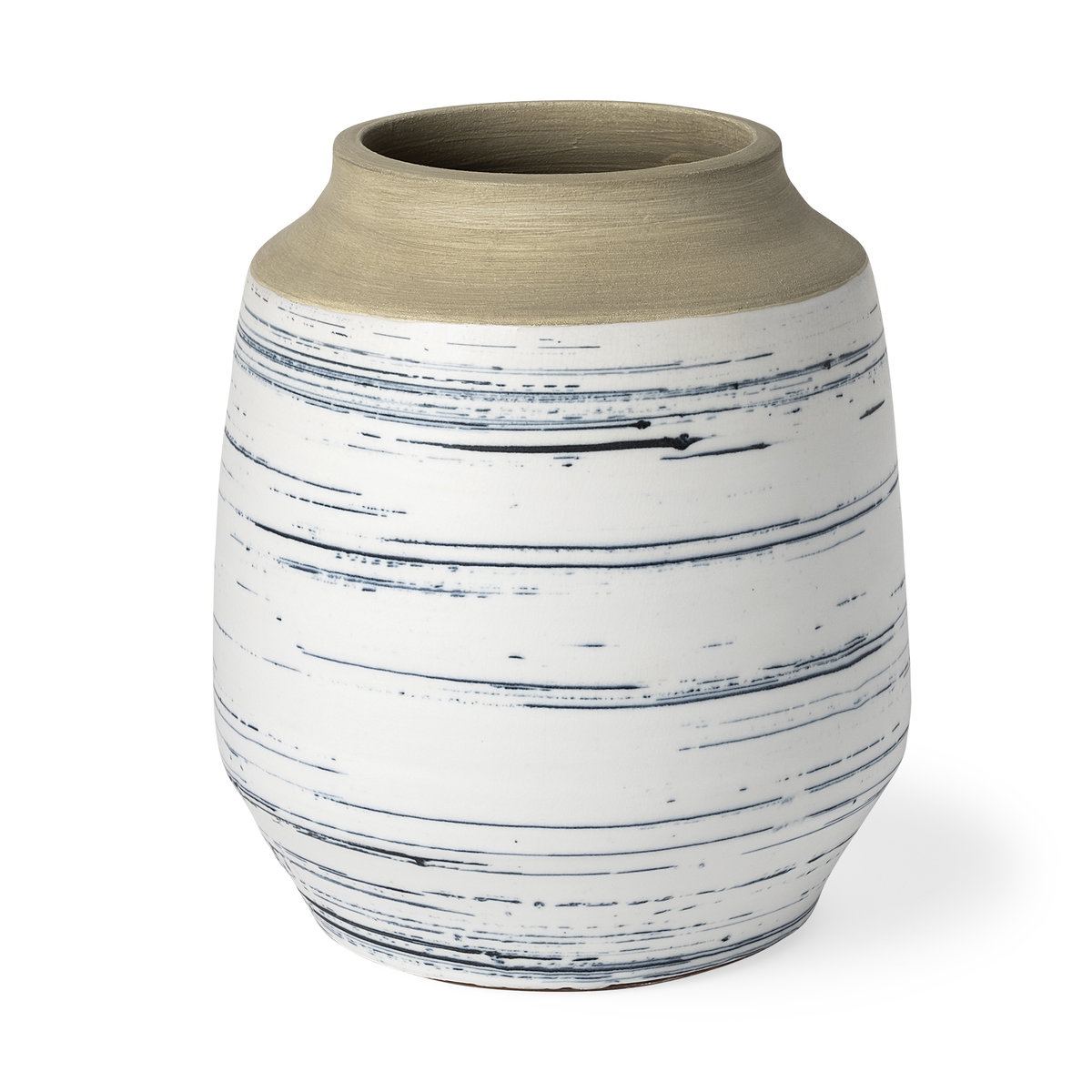 Sonnett Tall White/Blue Ceramic Vase, by Mercana, 9.06" length x 9.06" width x 10.24" height View 1