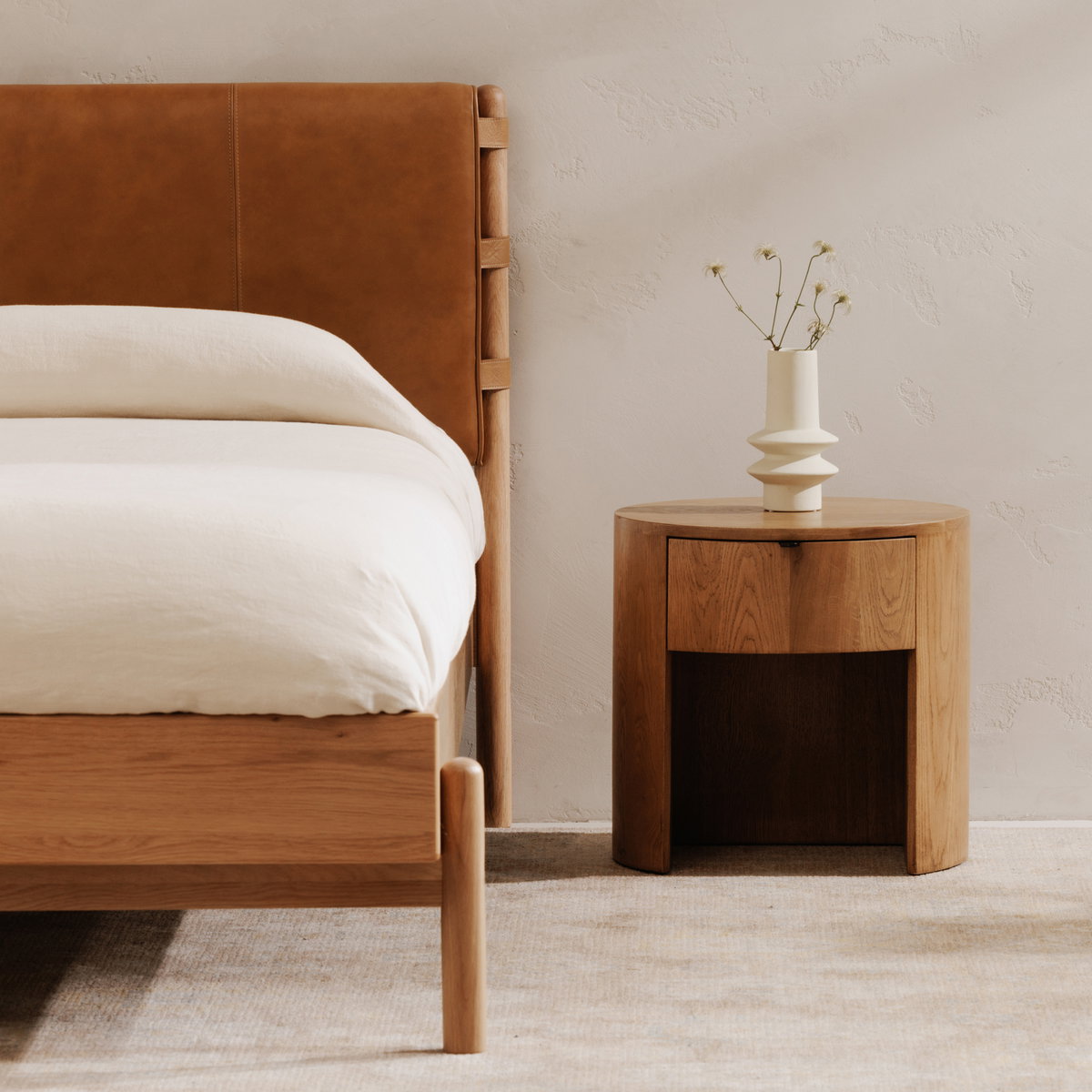 Theo One Drawer Nightstand Natural, by Moe's Home, 19" width x 19" height x 19" depth View 9