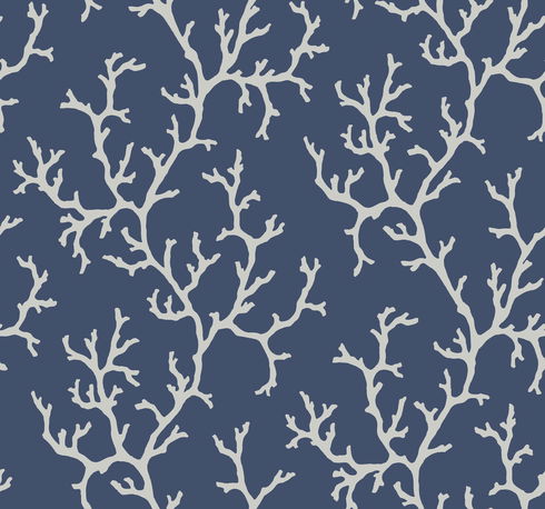 Coral Island Navy Wallpaper