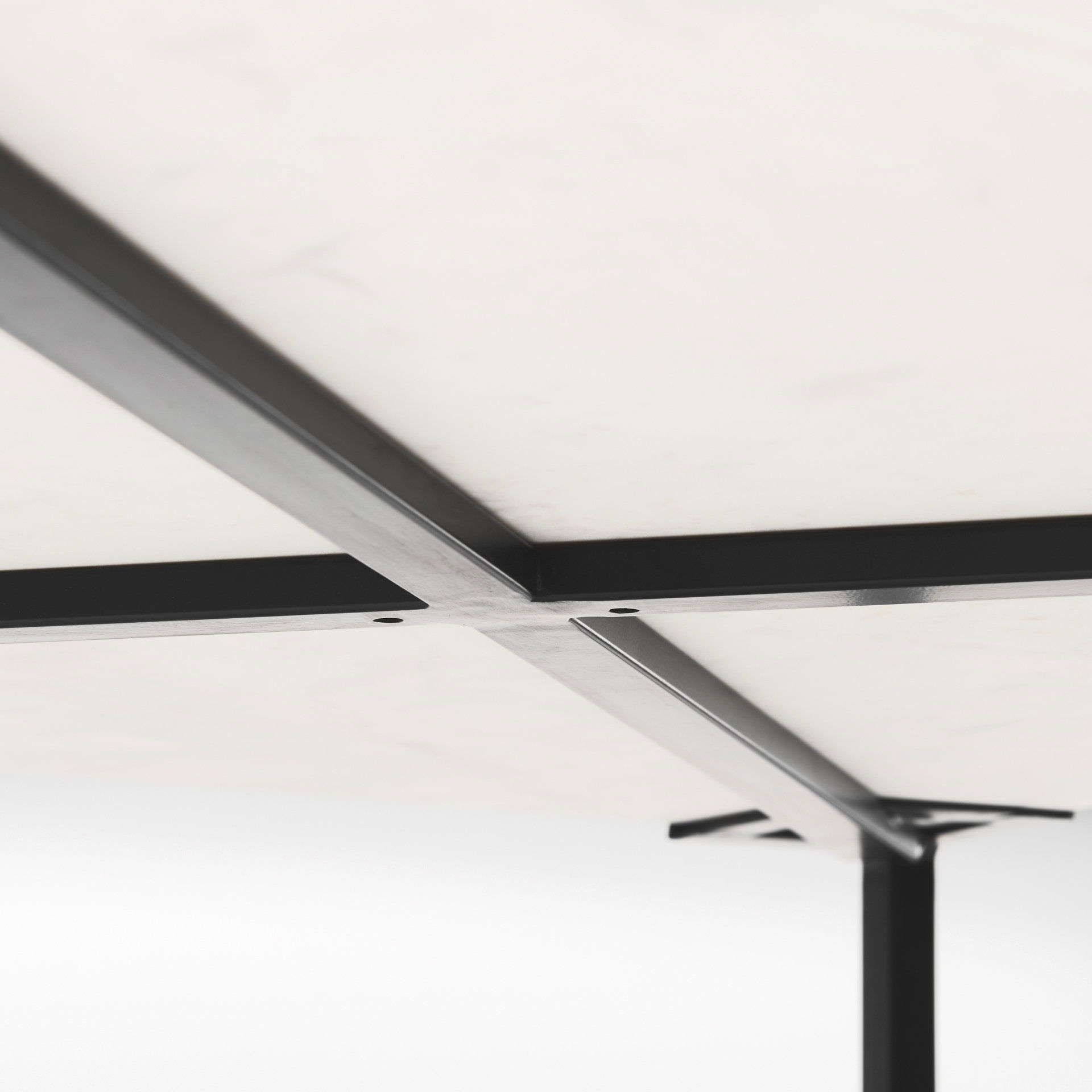 Lucas 30x30 White Marble Top Black Metal Base Coffee Table, by Mercana, 30" length x 30" width x 17" height View 9