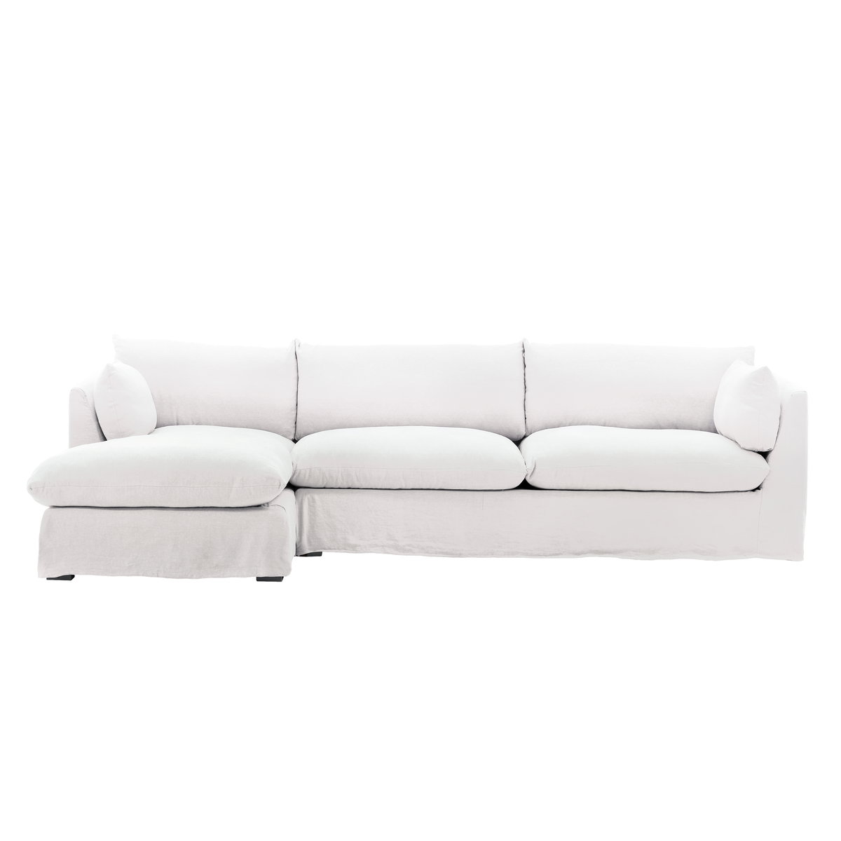 Otis 2 Piece Chaise Sectional Slipcover LAF White, Sofas & Sectional by Dovetail, 123" width x 28.3" height x 63" depth