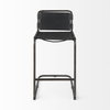 Berbick Low Back 26in Seat Counter Stool | Black Leather with Gray Metal, Counter & Bar Stool by Mercana, 20.5" length x 24.8" width x 43" height thumbnail 3