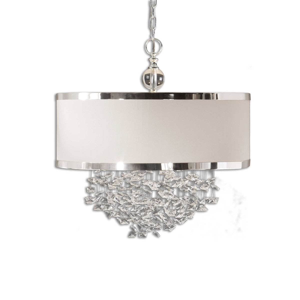 Fascination 3 Light Silken Drum Pendant, Ceiling Light by Uttermost, 22" width x 22.75" height x 22" diameter x 22" depth View 1