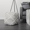 Ekiya   Black/White Yarn and Wool Patterened Pouf, Ottoman by Mercana, 16" length x 16" width x 16" height thumbnail 3