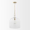 Sadah Large Clear Blown Glass with Gold Metal Pendant Light, by Mercana, 15.25" length x 15.25" width x 20.25" height thumbnail 3