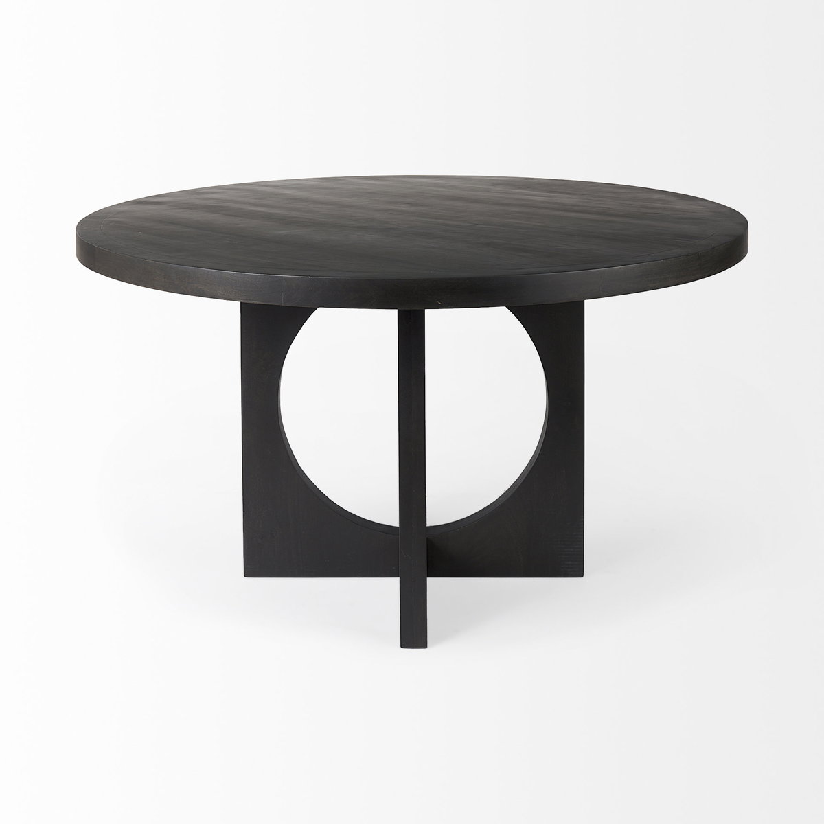 Liesl 54' Black Wood with Circular Top Dining Table, by Mercana, 54" length x 54" width x 30" height View 6